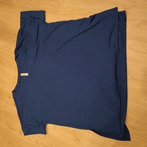 Zenana Premium 2X Blue Rolled Cuff Short Sleeve Swing Tunic EUC